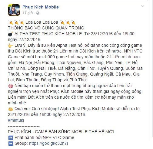 Phục Kích Mobile mở Alpha Test giới hạn Phục Kích Mobile mở Alpha Test giới hạn