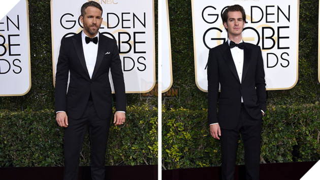 Ryan Reynolds (Trái) và Andrew Garfield (Phải) tại lễ trao giải Quả Cầu Vàng