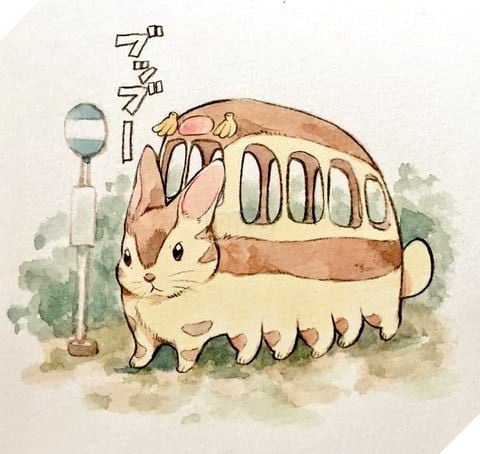 Xe buýt mèo trong phiên bản thỏ cũng chả khác là mấy (Hàng xóm của tôi là Totoro).