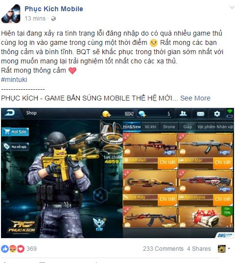 Phục Kích Mobile lỗi đăng nhập ngày đầu ra mắt Phục Kích Mobile lỗi đăng nhập ngày đầu ra mắt