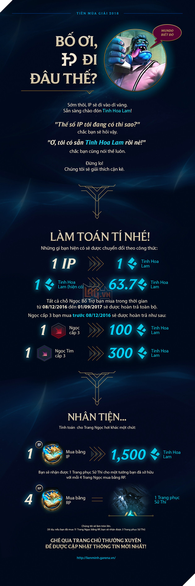 Riot chính thức công bố tỷ lệ quy đổi ngọc, bảng bổ trợ và IP sang Tinh Hoa Lam