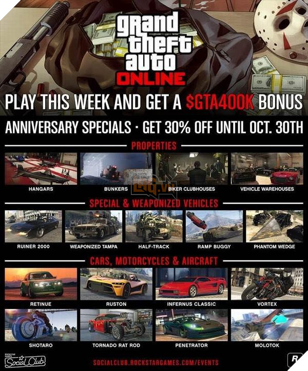 Hàng loạt xe cô và tài sản được giảm giá trong GTA Online