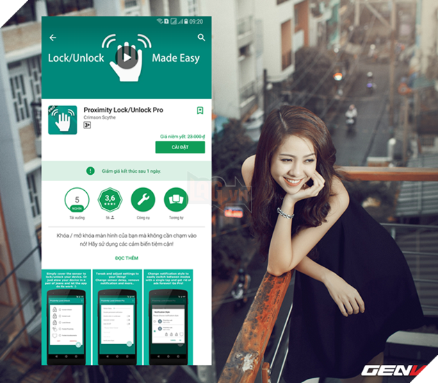 Bước 1: Truy cập CH Play Store trên Android, tìm và tải về ứng dụng Proximity Lock/Unlock Pro (có giá gần 23.000đ nhưng hiện đang cho miễn phí đến hết ngày 29/1/2018). Hoặc bạn có thể sử dụng gói APK này để cài đặt OFFLINE.