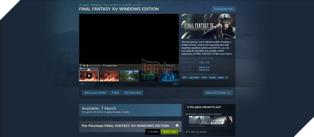 Giá chính thức của Final Fantasy XV là 1.135.000VNĐ