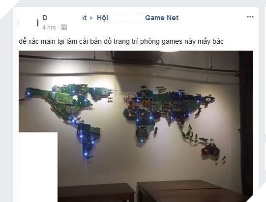 Phục sát đất chủ quán net thu thập main cũ lắp được hẳn bản đồ thế giới để trang trí phòng máy