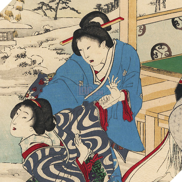 Tranh vẽ Lady Tsukiyama (Người mặc kimono màu xanh dương)