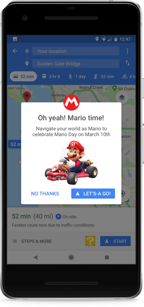 Đã có thể đua xe Mario Kart trên bản đồ Google Maps rồi đấy, bạn đã thử chưa?