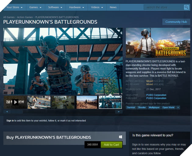 PUBG trở thành tựa game có doanh thu cao thứ ba trên Steam