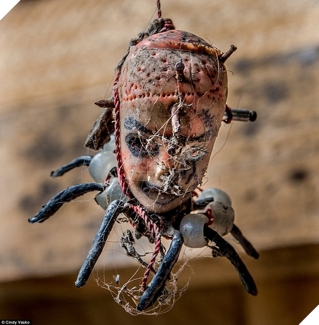 Infestation: Insects have since infiltrated the hut where Barrero lived and the hundreds of terrifying-looking toys he hung there