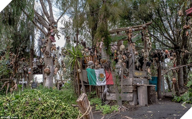 Profiteering: Barrera's relatives now run the area where he lived and collected hundreds of mutilated dolls as a tourist attraction