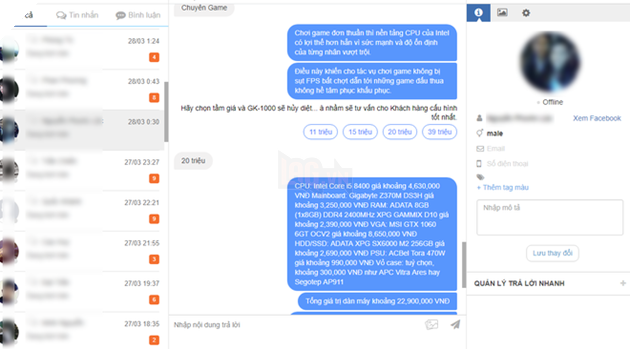 Hình ảnh chatbot đang tự trả lời bình thường trên ứng dụng của anh Đức.