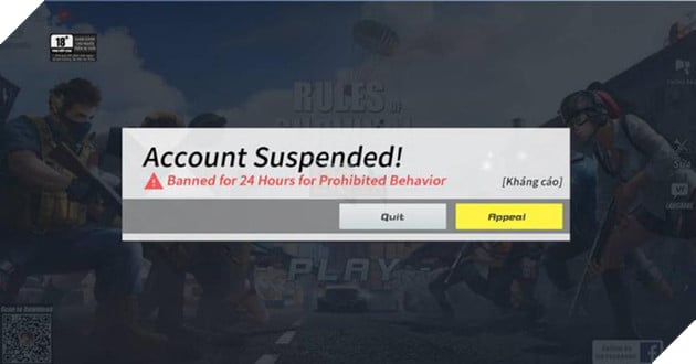 Khóa account 24h là hình phạt cho những game thủ chơi trong team có người hack.