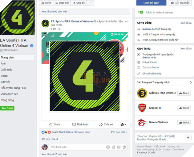 Fanpage chính thức của FIFA ONLINE 3 bất ngờ đổi toàn bộ “Tên và Avatar”