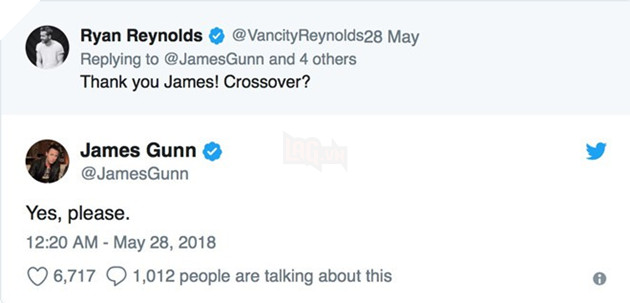 Ryan Reynolds thuyết phục đạo diễn James Gunn về việc hợp tác giữa Deadpool và Guardians of the Galaxy.
