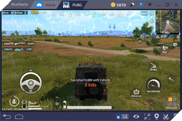 Lái xe trong trong PUBG Mobile để tiêu diệt đối phương