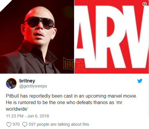 Pitbull được kỳ vọng sẽ đánh bại Thanos trong bộ phim sắp tới của Marvel.