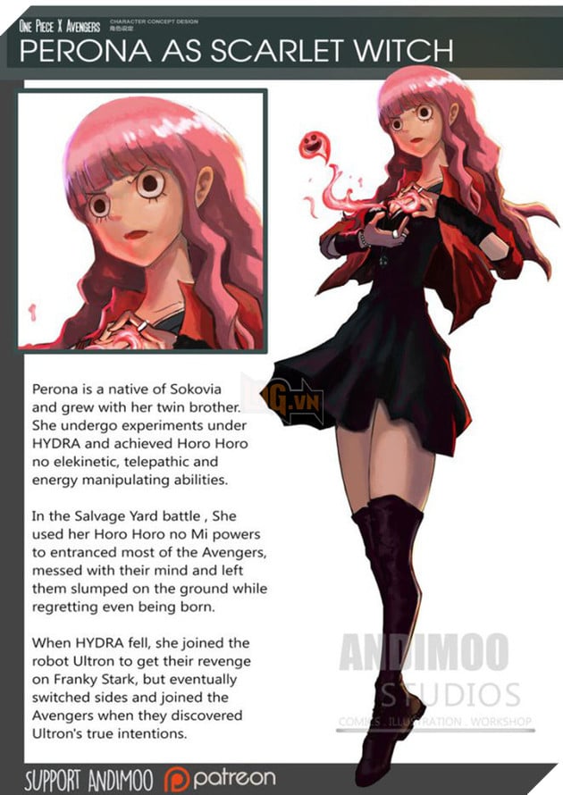 Perona sẽ trở thành nữ phù thủy đỏ xinh đẹp Scarlet Witch.