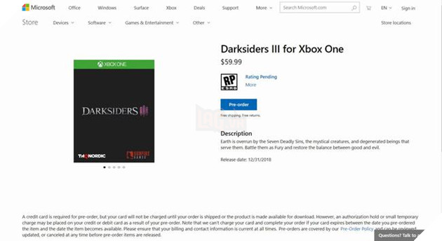 Thời điểm ra mắt mới của Darksiders 3 ... cũng do Microsoft cung cấp