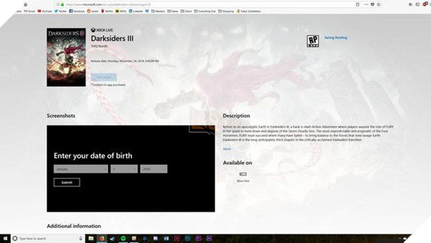 Thời điểm ra mắt rò rì ban đầu của Darksiders 3 do Microsoft tiết lộ