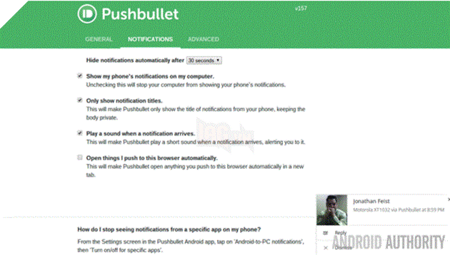 Ứng dụng Pushbullet nhận thông báo của thiết bị Android trên máy tính.  4