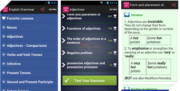 Ứng dụng học ngữ pháp tiếng anh