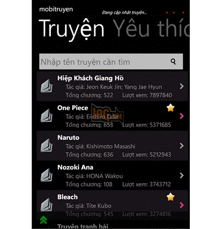 Mobi Truyện - Ứng dụng đọc truyền dành cho hệ điều hành Windows Phone 2