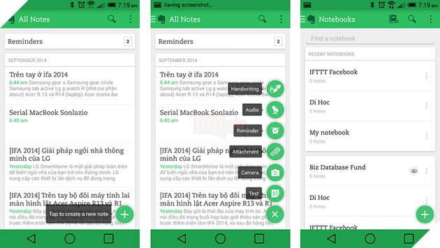 Evernote phiên bản mới có thiết kế Material Design với nhiều tính năng hữu ích