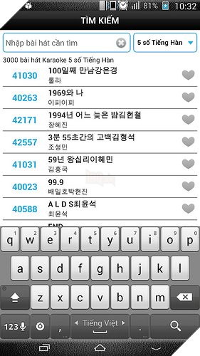 Tìm kiếm mã số bài hát karaoke dễ dàng trên Android