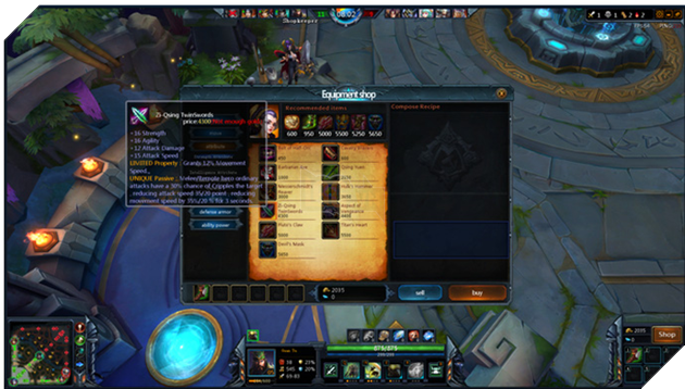 
Shop mua đồ của CoS. Trò chơi này không có các shop ẩn ở rừng và lane.
