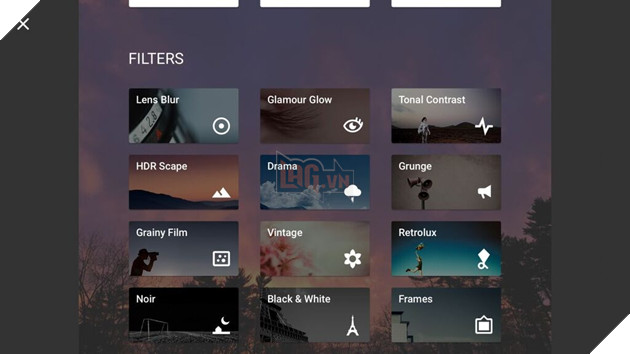 Vuốt xuống dưới bạn sẽ thấy kho bộ lọc, rất đa dạng và đều có đặc trưng riêng