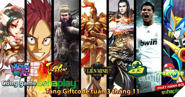 Cổng Webgame SohaPlay tặng Giftcode tuần 3 tháng 11