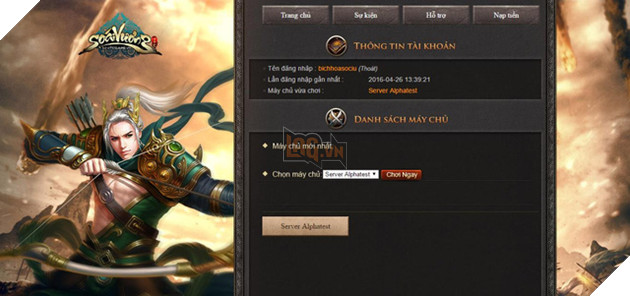 
Cách 1: Vào Game từ giao diện Trang danh sách Server
