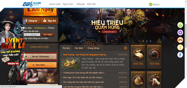 
Cách 2: Vào game từ giao diện trang chủ
