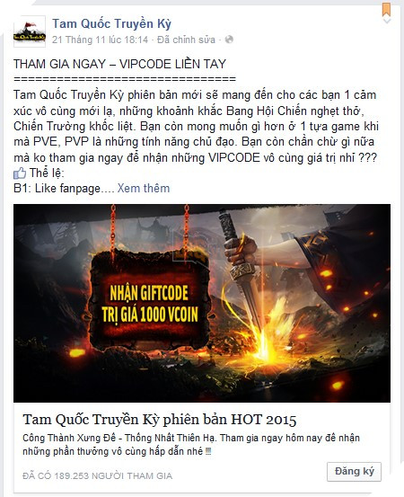 Tặng độc giả 500 Giftcode Tam Quốc Truyền Kỳ mừng Open Beta