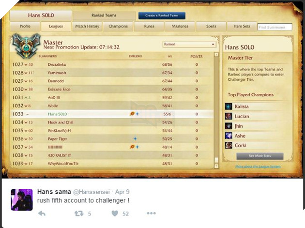 LMHT: Game thủ chuyên nghiệp 16 tuổi đứng đầu rank Thách Đấu Tây Âu 4