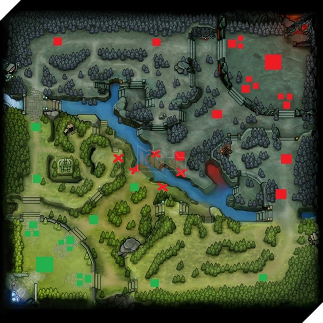 Vị trí cắm mắt tại Mid khi đối đầu với Pudge