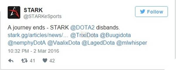 [Dota 2] Đội tuyển Stark chính thức giải tán