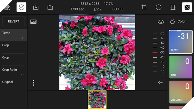 
Chạm và vuốt là 2 thao tác chính trên Polarr
