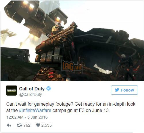 Call of Duty: Infinite Warfare sẽ trình diễn gameplay tại sự kiện E3