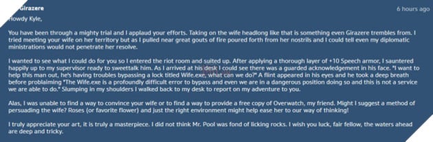 
Thư trả lời game thủ tinh quái của Blizzard.
