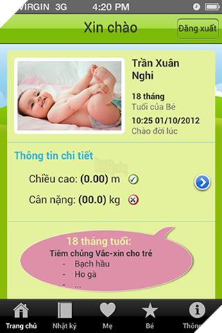 Nhật ký mặt trời bé thơ: Ứng dụng nuôi con dành cho những cặp vợ chồng trẻ