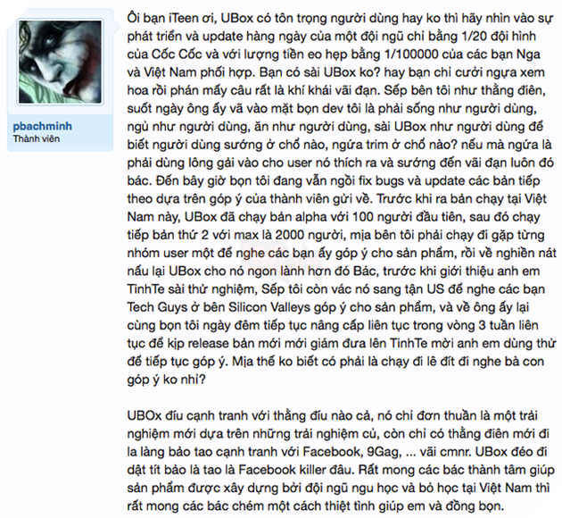 
Lời giải thích sau khi mắng chửi người dùng của lập trình viên.