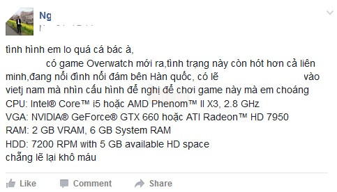 
Một chủ quán net lo lắng và đang cân nhắc để nâng cấp dàn máy chơi tốt Overwatch.
