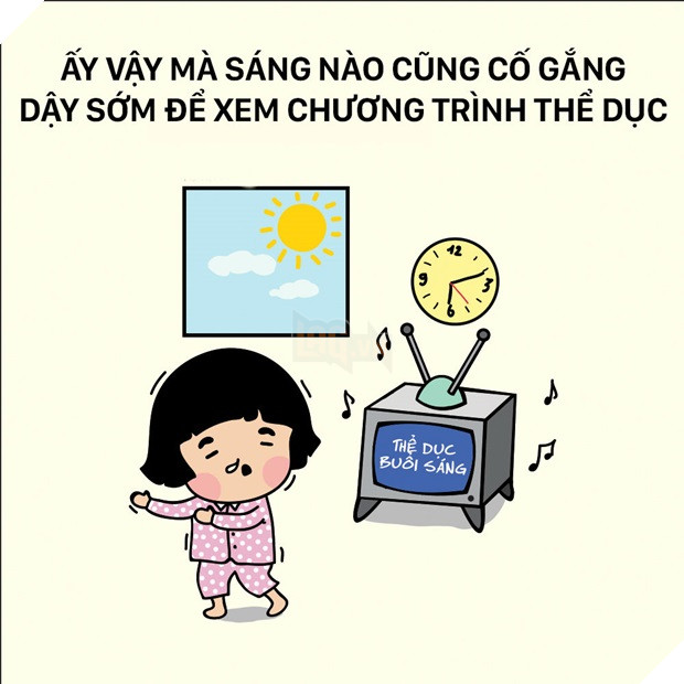 Ngày mà những bản tin tài chính hay Cafe sáng còn chưa lên sóng, dậy sớm chỉ để tập tành nhún nhảy theo tiếng nhạc xập xình của chương trình thể dục.