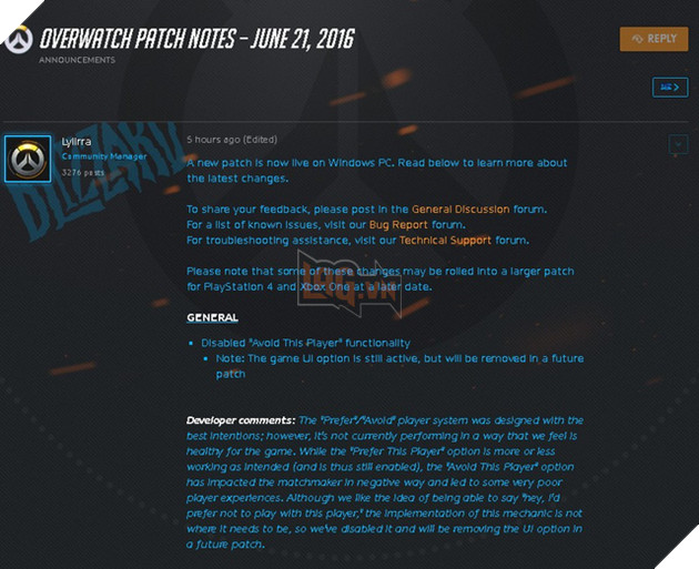 Blizzard bỏ tính năng "ác mộng" trong Overwatch từng khiến nhiều người chơi giỏi khóc hận