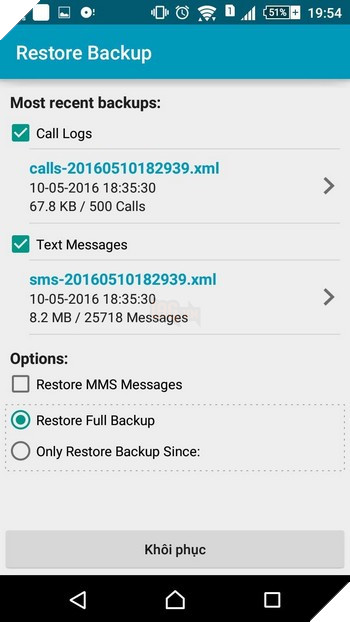 Sao lưu và phục hồi lịch sử cuộc gọi, toàn bộ tin nhắn trên smartphone 4