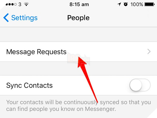Sau đó, nhấn tiếp vào lựa chọn Message Requests