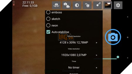 Các tùy chọn thiết lập đa dạng trên Open Camera