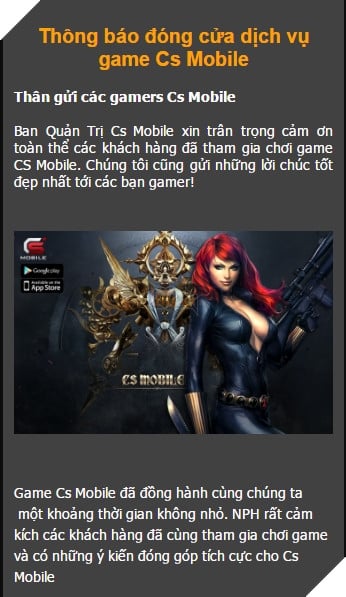 
CS Mobile nói lời chia tay game thủ Việt
