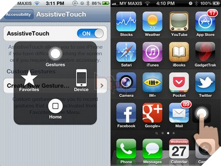 Hình ảnh minh họa tính năng AssistiveTouch trên iOS